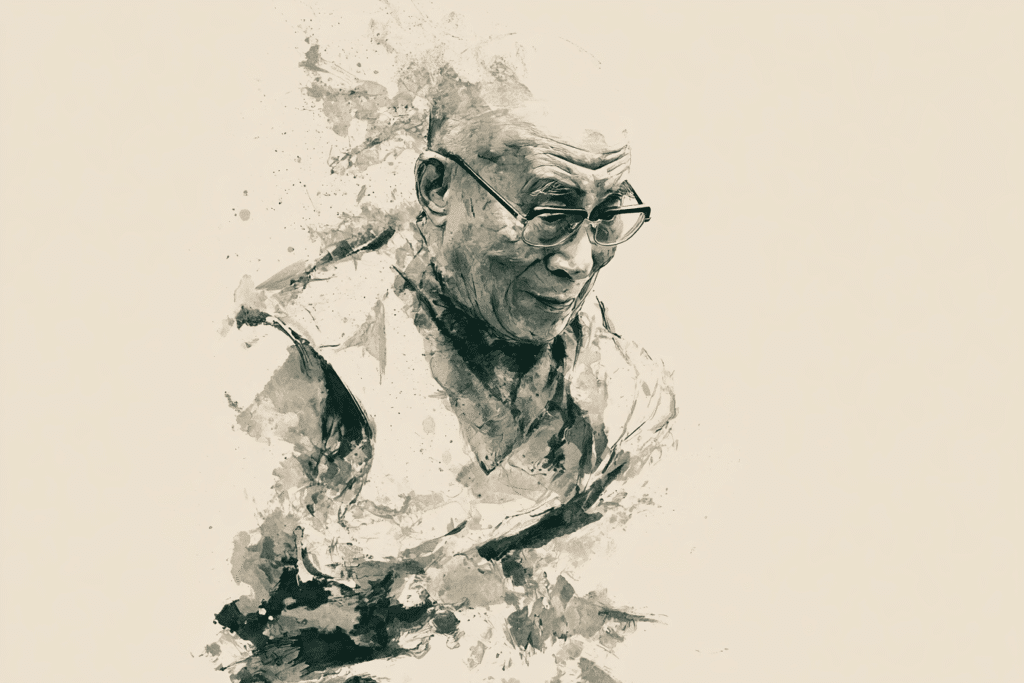 Tuschzeichnung vom Dalai Lama
